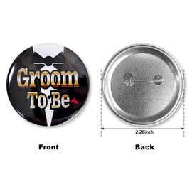 Groom Buttons Team Tinplate Badge Pins Bachelor Party Buttons Groom To Be Pin Wedding Groomsmen Set 6 Pcs Favors Supplies Decorations（Black)