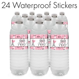 Paris Party Water Bottle Labels - 24 Stickers
