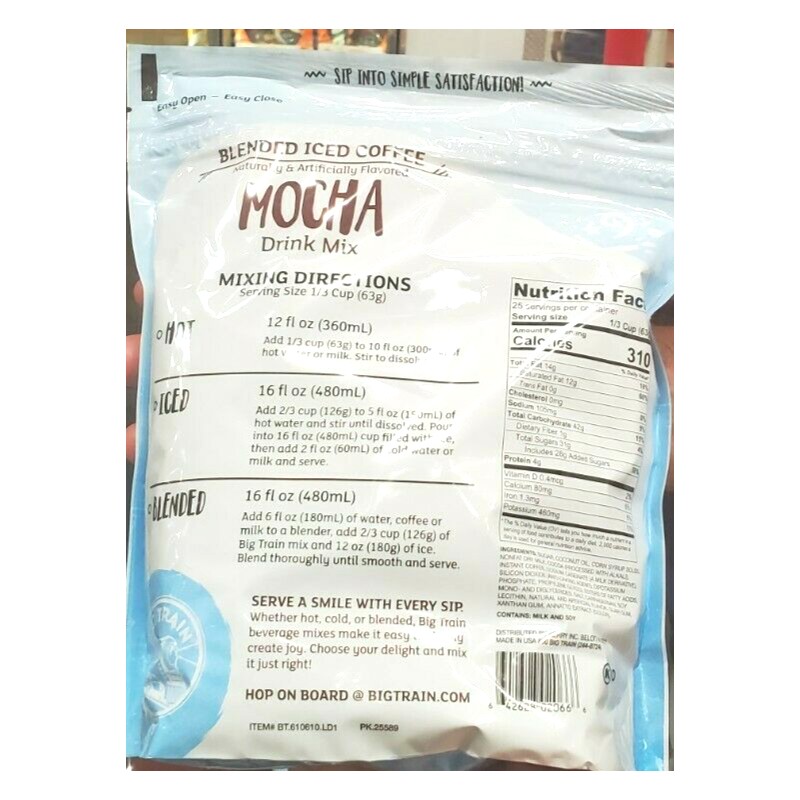 BIG TRAIN BLENDED ICE COFFEE, MOCHA, 3.5 POUND