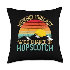 Weekend Forecast Chance of Hopscotch For Boys Weekend Forecast Shirts Funny Retro Hopscotch Throw Pillow, 18x18, Multicolor