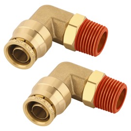 Boeray 1/2" Quick Push to Connect Fittings Brass 90 Degree Union Swivel Elbow Joint DOT Approved 1/2" Tube OD x 3/8" NPT Thread Air Brake Line Adapter Air Suspension Kit for Car Truck Trailers 2pcs