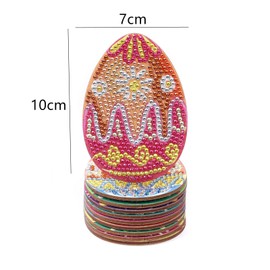 Pack of 10 Easter Diamond Painting Coasters, Diamond Painting Coasters with Holder, DIY Easter Diamond Coasters, Non-Slip for Beginners, Adults & Children (Colour)
