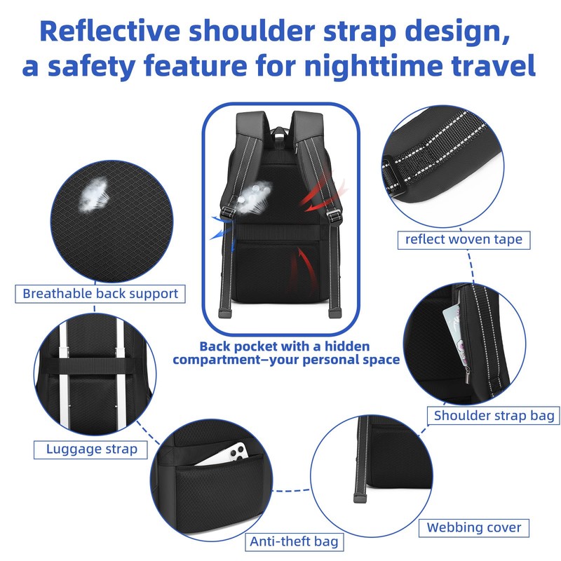 GYakeog Laptop Backpack, EVA Hard Shell, Oxford, Lightweight, Waterproof, USB-C