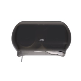 Tork Twin Jumbo Toilet Paper Roll Dispenser Smoke T22, Refill Indicator Window, 56TR