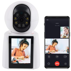 Hillylolly Indoor WiFi Surveillance Camera, 3K Dog Camera with App Two-Way Video, Pet Camera with 2.4 Inch Screen, 350 Degree Indoor Camera, Car Tracking, One Touch Call (Trapezoidal)