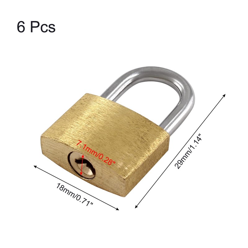 Litoexpe 6 Pieces Mini Locks with Keys, Small Solid Brass