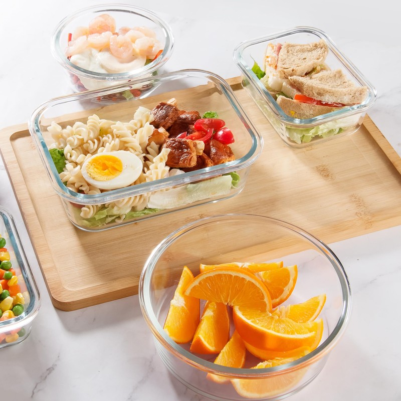 C CREST Food Storage Glass Containers Set of 12 with