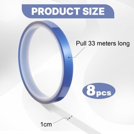 Storystore 8 Rolls Heat Resistant Tape, 10mm x 30m High Temperature Sublimation Tape Heat Proof Tapes Thermal Heatproof Tapes for Soldering, Electric Tasks, 3D Printers (Blue, 8 Roll)