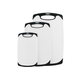 Tagliere Cutting Board for Kitchen, Plastic Cutting Board with Handle, Large-Small Cutting Board Set of 3, Non Slip Plastic Cutting Board, Dishwasher Safe Cutting Boards (Black)