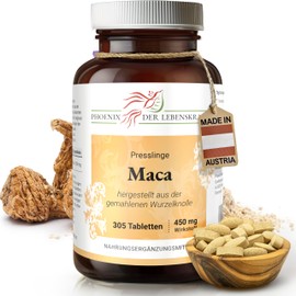 Maca 450 mg | Pack of 305 Lepidium meyenii | Top Premium Quality from Austria | Vegan Tablets Instead of Capsules without Additives | Peruvian Ginseng, Maca Root, Andean Root