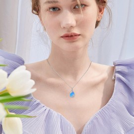 JFASHOP Urn Necklace for Ashes 925 Sterling Silver Opal Chain Memorial Cremation for Women Locket Pendant Ash Keepsake Gift, Sterling Silver, Moonstone