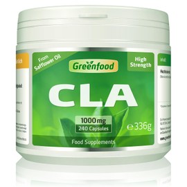 Greenfood CLA, 1000 mg, 240 Capsule, Highly dosed, conjugated linoleic Acid from Safflower Oil - Without Artificial additives, Without Genetic Engineering