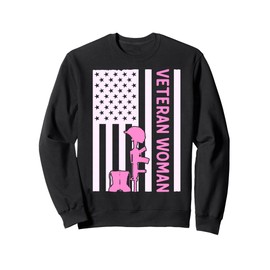 American Veteran Woman Flag Retired Military Mom Grandma Sweatshirt