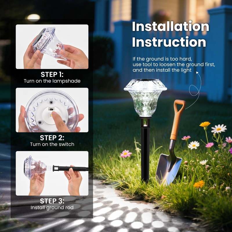 PATIOPIA Solar Pathway Lights Garden Decor for Yard, Solar Garden