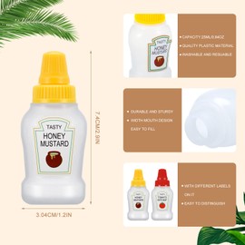 Jspupifip Mini Ketchup Bottles with Sturdy Screw Cap, 25ml Mini Condiment Squeeze Bottles Portable Honey Sauce Salad Dressing Dispensers Jars Containers for Adults Lunch Box (4)