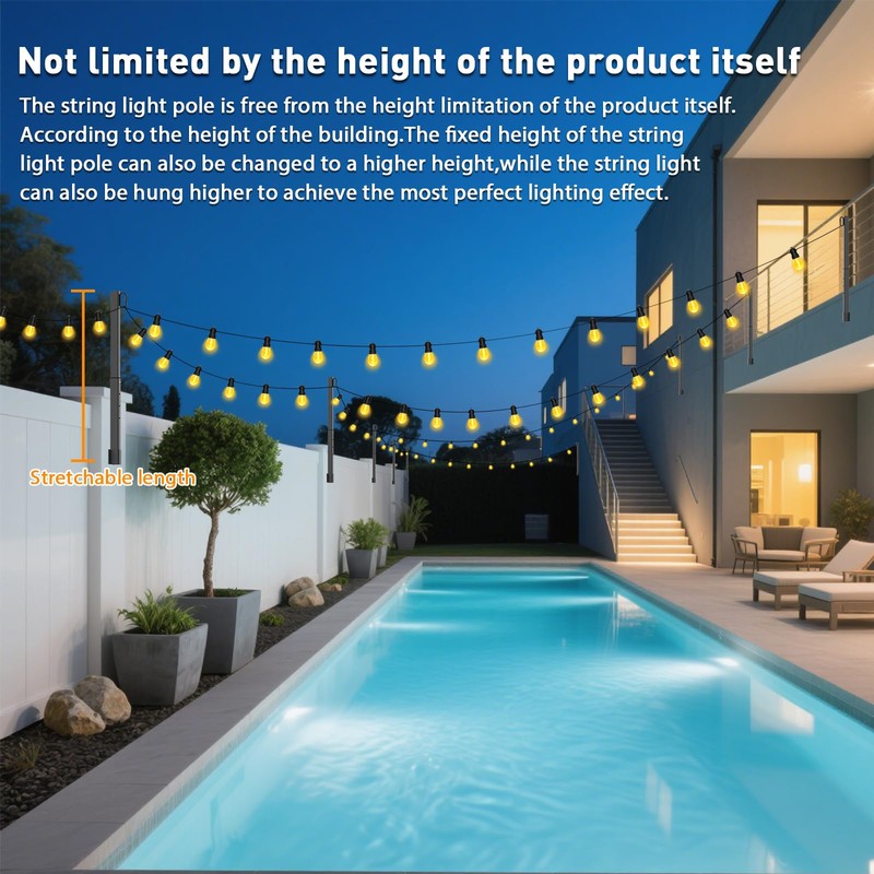 Mutovlin 4 Pack String Light Poles,2.8 Ft Light Poles for