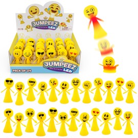 IPIDIPI TOYS Jumpeez LED Rocket Poppers – 24-Pack Light Up Spring Launcher Toys for Kids – Ideal Stocking Stuffers for Kids, Birthday Party Favors, Goodie Bag School Prizes for Boys & Girls