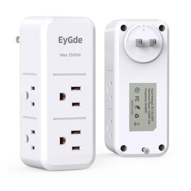 [2 Pack] 2 Prong Outlet Extender EyGde 2 Prong to 3 Prong Outlet Adapter Electric Outlet Adapter Rotating Plug 6 Outlets Travel Power Splitter for USA to Japanese Canada Mexico Philippines Peru Type A