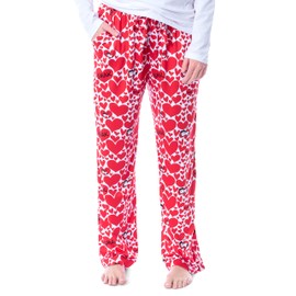 Peanuts Womens' Lucy Snoopy Smak Heart Love Sleep Pajama Pants (Large) White