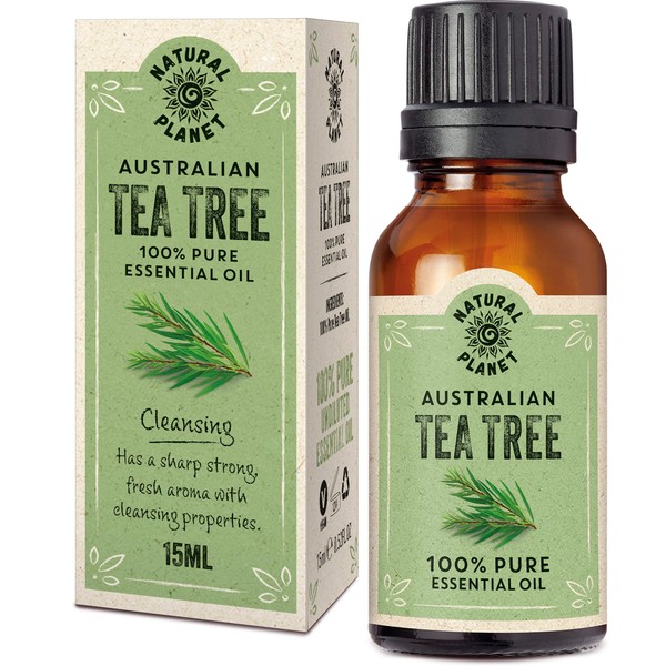 Natural Planet Australian Tea Tree Essential Oil 15ML Size Natural 100% Pure & Undiluted Skin, Therapeutic Grade, Hair, Face & Nails Therapeutic Cruelty Free