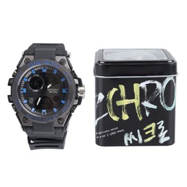 Waterproof Wristwatch Transparent Cover LED Luminous Wristwatch for Gentlemen Black Blue
