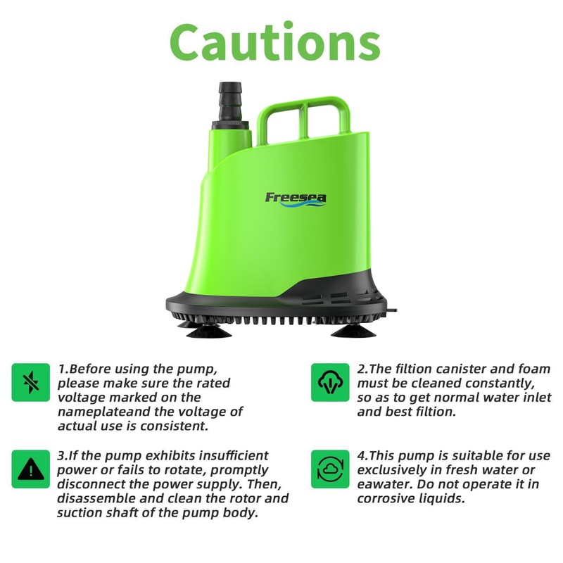 FREESEA Submersible Water Pump For Fountain: 900 GPH 60W Adjustable