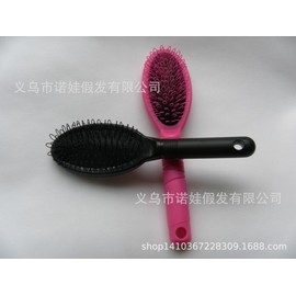 Special Plastic Loop Brush for Hair Extensions & Wigs, Massage Hair Comb Tool 6 Free Size / Black with Silver Stripes 4ea