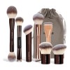 Maange Set 7 Brochas Maquillaje Profesional Alto Nivel Color Marrón