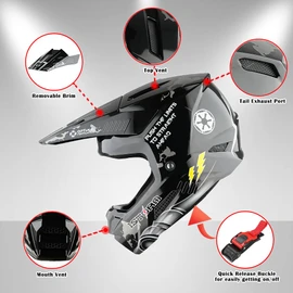 1Storm Youth Motocross Helmet ATV BMX MX Dirt Bike Go Kart Skate Kids Helmet Multi Sports Teenager DVader Silver + Goggles + Gloves Bundle
