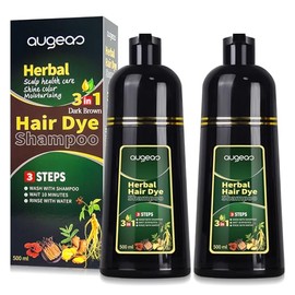 Champú de Tinte Castaño Oscuro 3 en 1 | Dark Brown Hair Dye Shampoo para Cubrir Canas al Instante | Cobertura 100% con Ingredientes Herbales Sin Amoni