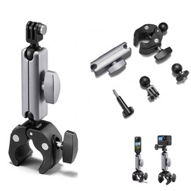 Sports Camera Mount for Insta-360 X3 X2 / Gopro Hero12 11 10 10 9 8/DJI DJI Osmo Pocket 2 Action 4/3/2.360° Dual Head Ball Sports Camera Accessories Bicycle Motorcycle Handlebar Mount