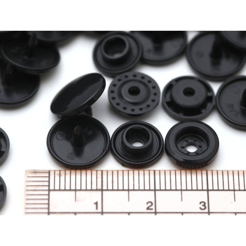 紗や工房 プラスチックスナップボタン T-5 30組 12mm 黒 ハンドプライヤー 手芸材料 プラスチック製 ボタン