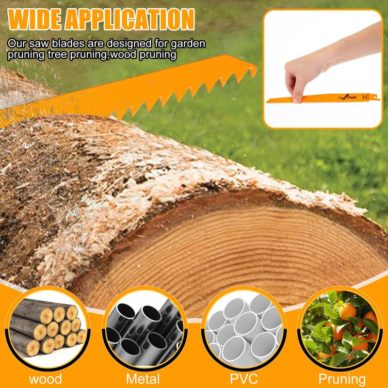 Lothee 50 Pack 6tpi Reciprocating Saw Blade Bulk Taper-Back Bi-Metal