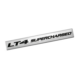 LT4 Supercharged Black on Silver Highly Polished Real Aluminum Emblem