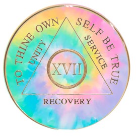 RM AA Chip | Sobriety Coin | Recovery Gift | Tie-Dyed AA Medallion (17 Years)