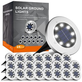 INCX Solar Lights Outdoor Waterproof,24 Pack Solar Lights for Outside, Solar Garden Lights Landscape Lighting for Patio Pathway Lawn Yard Deck Driveway Walkway, Cold White