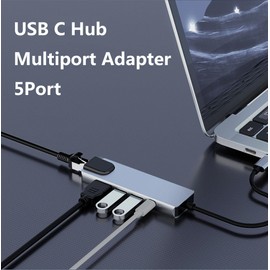 USB C Hub Multiport Adapter 5-in-1, with HDMI, Ethernet Port, USB 3.0/2.0 Port, PD 100W Charging, Compatible with MacBook Pro/Air, Pad Pro, iMac, XPS and More