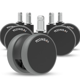 2.5 inch Chair Wheels Replacement (Stem 7/16-7/8) Set of 5 - Heavy Duty 660LB Office Casters with Sealed Bearings, Ultra Quiet Double Rubber Wheels for Hardwood Floors and Carpets, Not for 1KEA Chairs