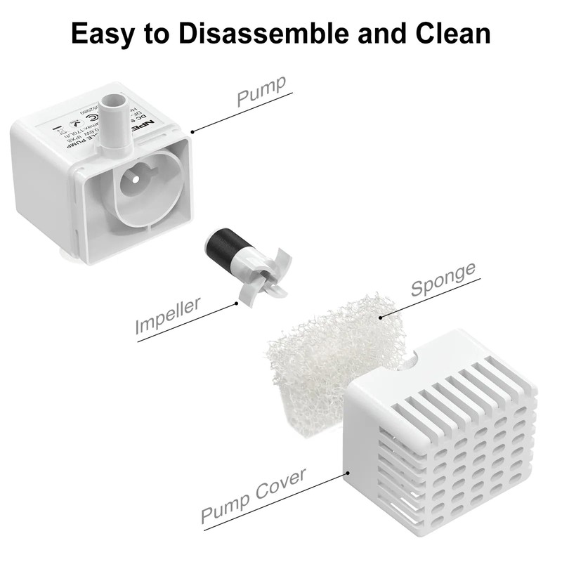 NPET Pet Water Fountain Water Pump with LED Light for
