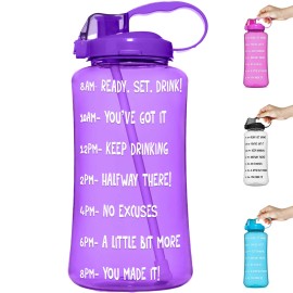 NatureWorks HydroMATE 3 Liter Motivational Water Bottle 100oz Neon Purple