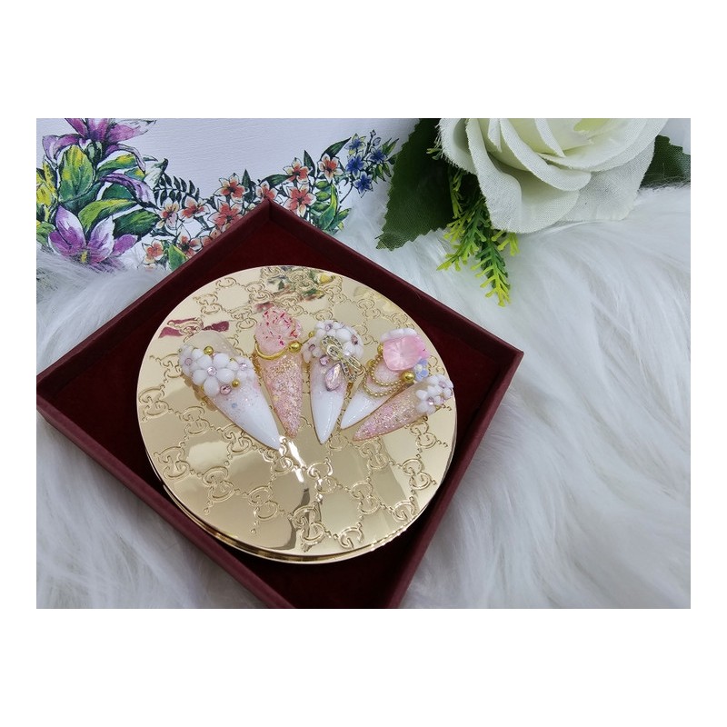 Cherry Blossom Handmade Nail Tips - Short Oval / 체리블라썸