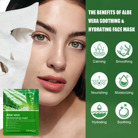 10 PCS Aloe Vera Face Mask,Vera Face Mask Face Masks Skincare Sheet,Aloe Organic Facial Mask Skin Care Product Soothing & Natural Ingredients for All Skin Types