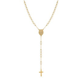 JJDreams Pearl Necklace with Cross Pendant Stainless Steel Chain Jewellery Gift for Men Women, Stainless Steel, No Gemstone