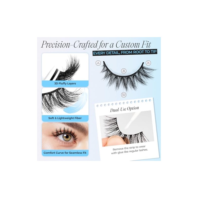 LASHVIEW Pestañas autoadhesivas de aspecto natural, 5 pares de pestañas
