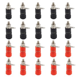 Hailege JS-910B JS-919 Terminal Wire Connector JS-910B Jack Socket Binding Banana Plug 4 mm Banana Plug Jack Mounter for Speaker Audio 10 Red + 10 Black Pack of 20
