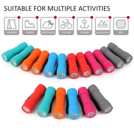 FASTPRO 18-Pack, 9-LED Mini Flashlight Set, 54-Pieces AAA Batteries are Included and Pre-Installed, Perfect For Class Teaching, Camping, Wedding Favor