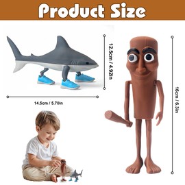 Hlayshing 2 x Italian Brain Red Meme Shark Figures, Tung Tung Tung Sahur Figure, Tralalero Tralala Figure, Italian Brain Red Figures, Brain Red Animals Figurines for Children, Adults