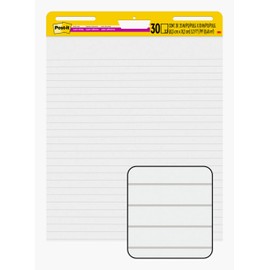 Post-it Super Sticky Easel Pad, 25 x 30 Inches, 30 Sheets/Pad, 6 Pads (561WL VAD 6PK), Large White Lined Premium Self Stick Flip Chart Paper