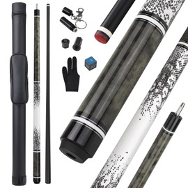 Glass Fiber Pool Cue Stick, 13mm 6-Layer Rainbow Tip Professional Pool Stick for Adults with Case Billiards Cue Stick with Uni-Loc Pin Joint, 58" 19oz, Grey