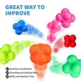 SOIMISS 6 Pcs Reaction Bounce Balls Set, Reflex Reaction Balls for Improving Reflex & Agility Training Coordination Skills